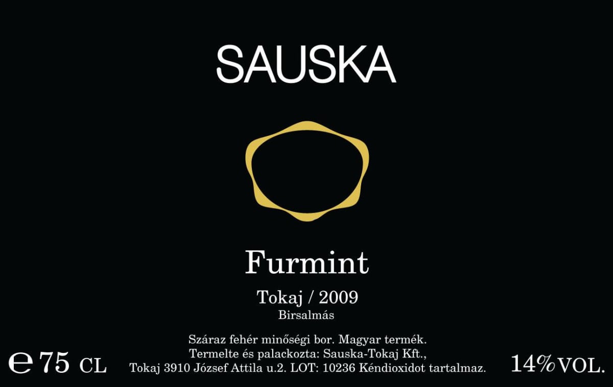 Sauska Tokaj Birslamas Furmint 2009 Front Label
