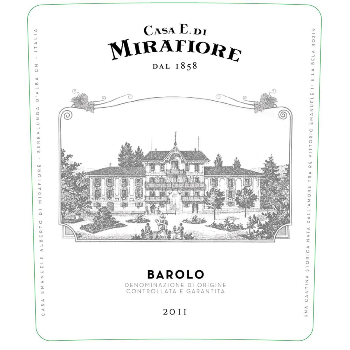 Mirafiore Barolo 2011 Front Label