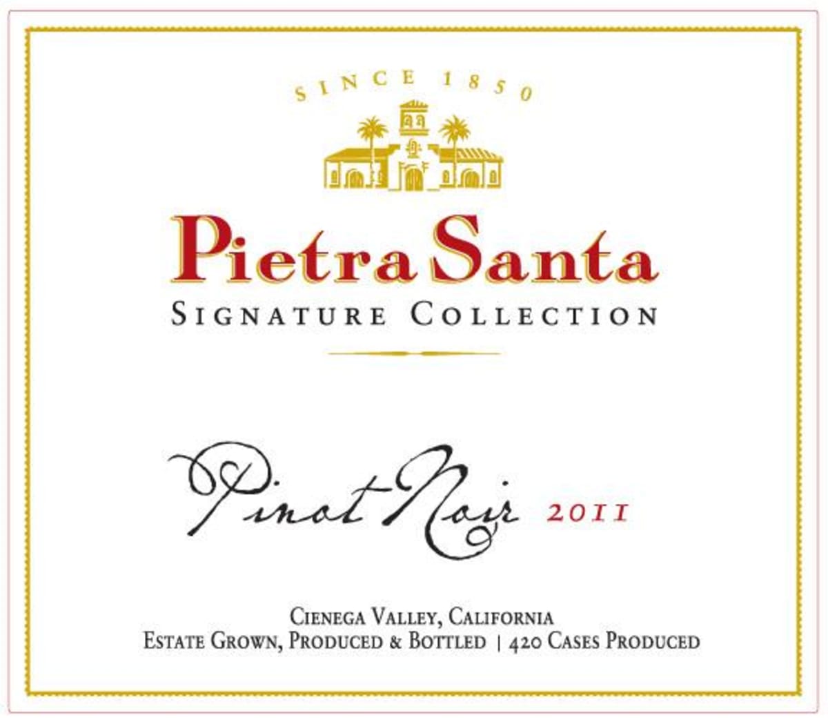 Pietra Santa Signature Collection Pinot Noir 2011 Front Label