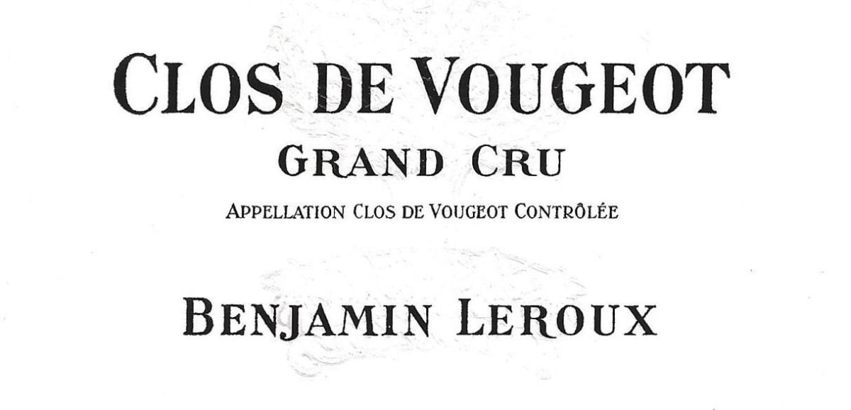 Benjamin Leroux Cote de Nuits Clos de Vougeot Grand Cru 2013
