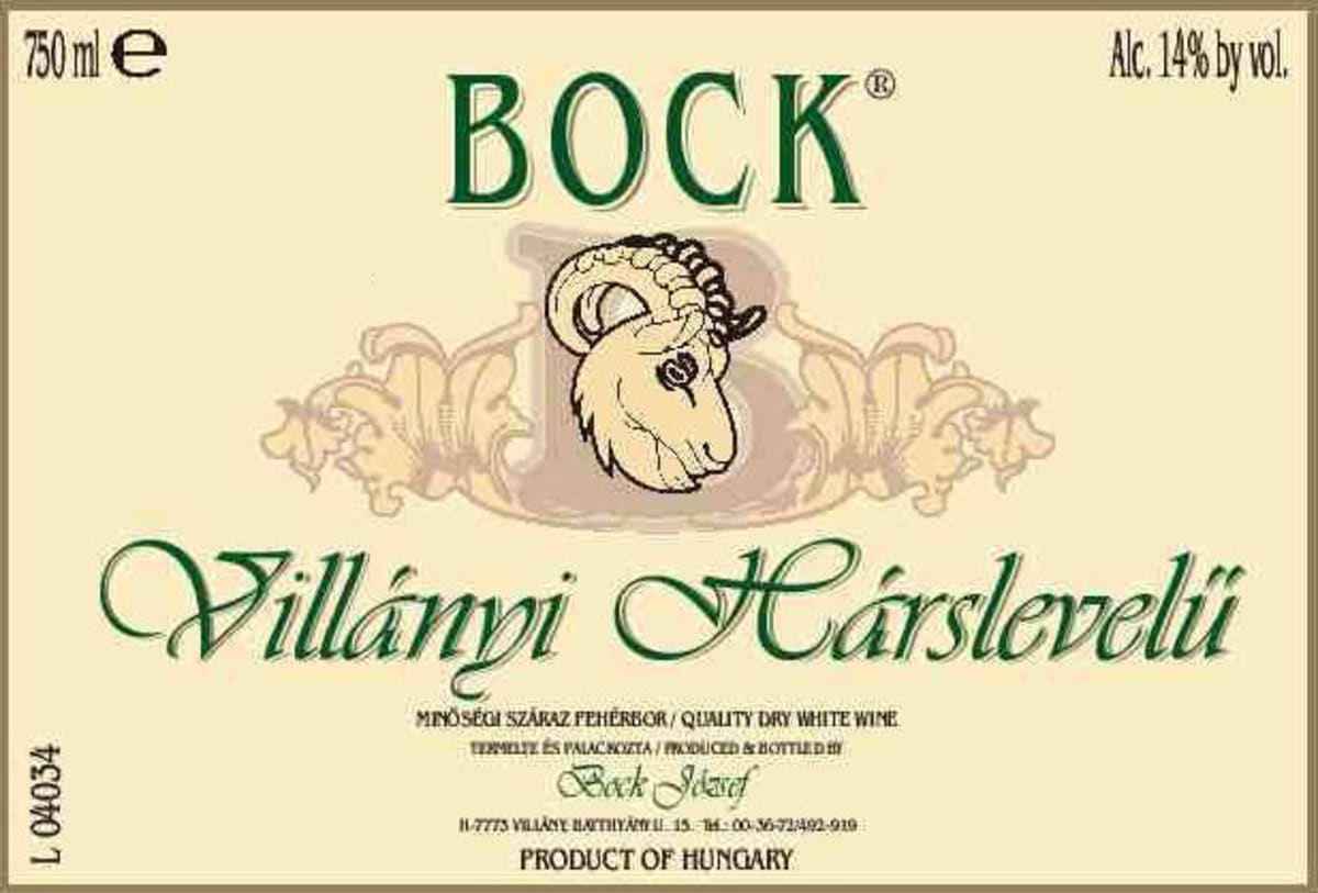 Bock Harslevelu 2009 Front Label