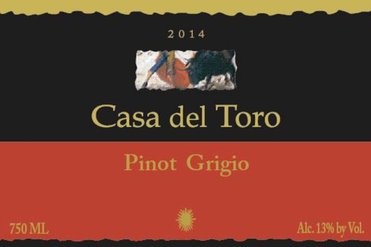 Casa del Toro Pinot Grigio 2014 Front Label