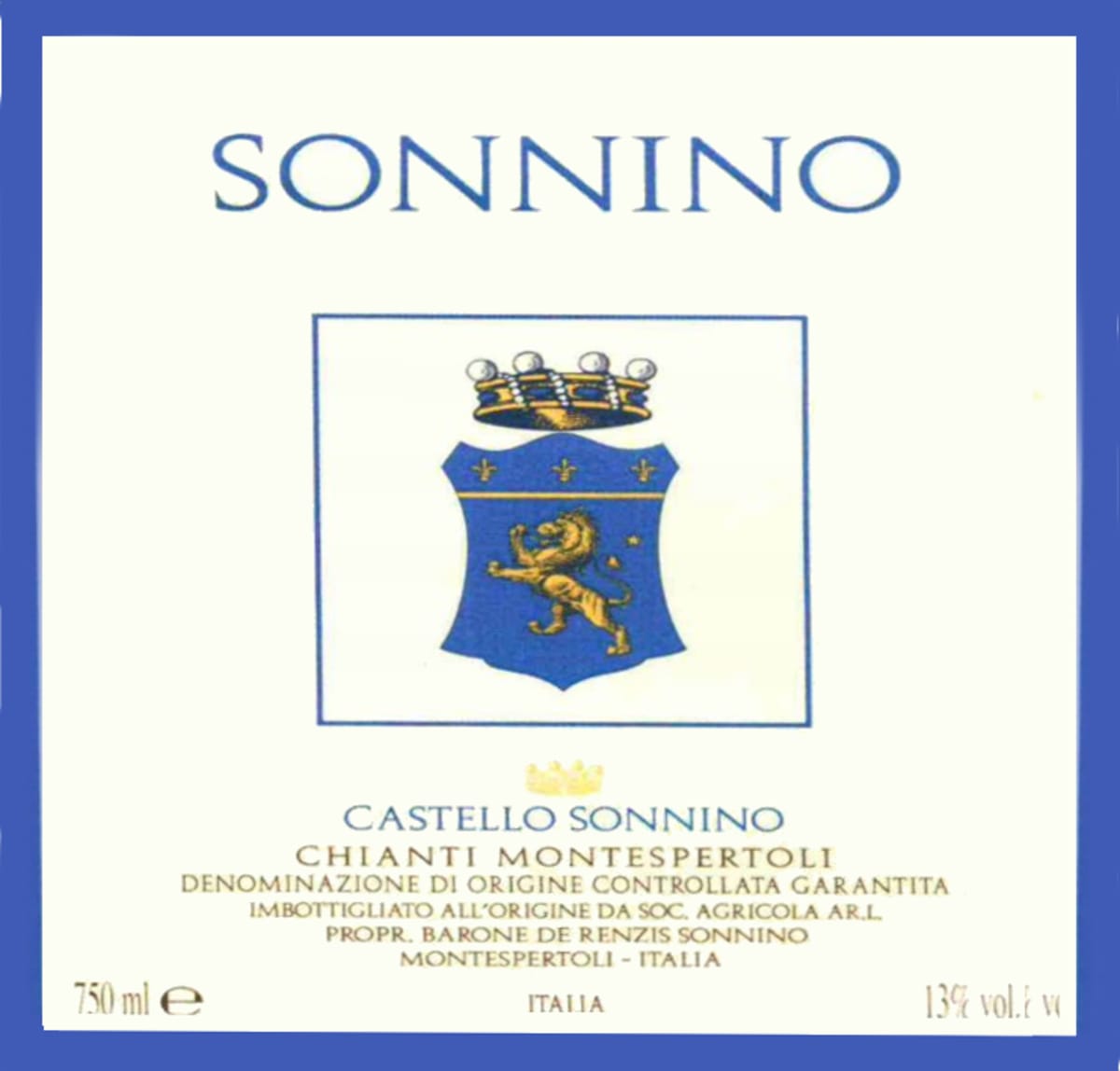Castello Sonnino Chianti Montespertoli Sonnino 2011 Front Label