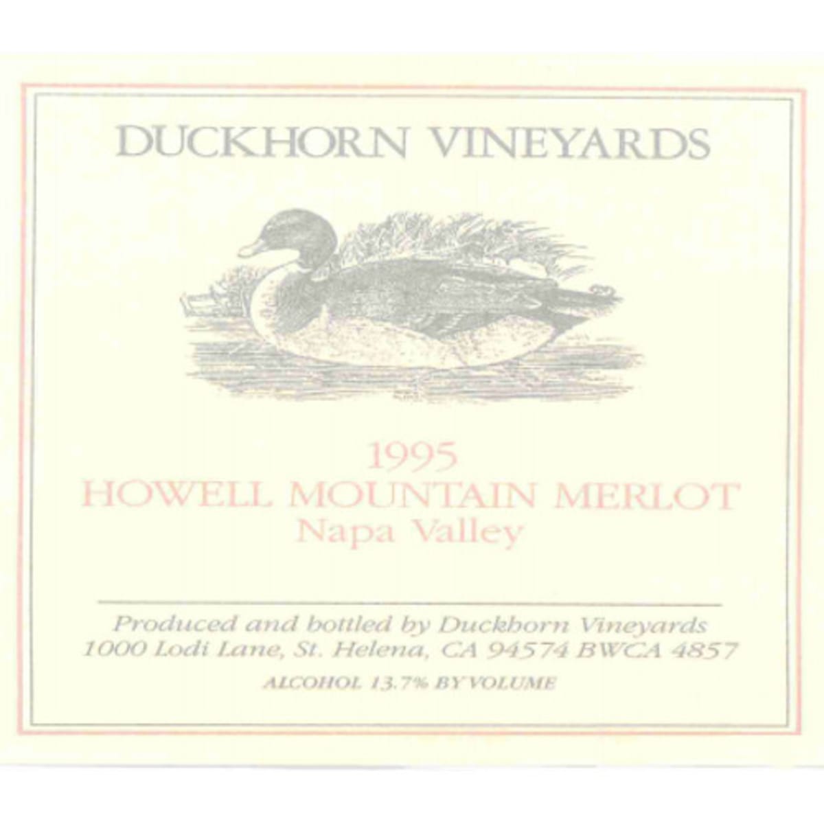 Duckhorn Napa Valley Merlot 1995