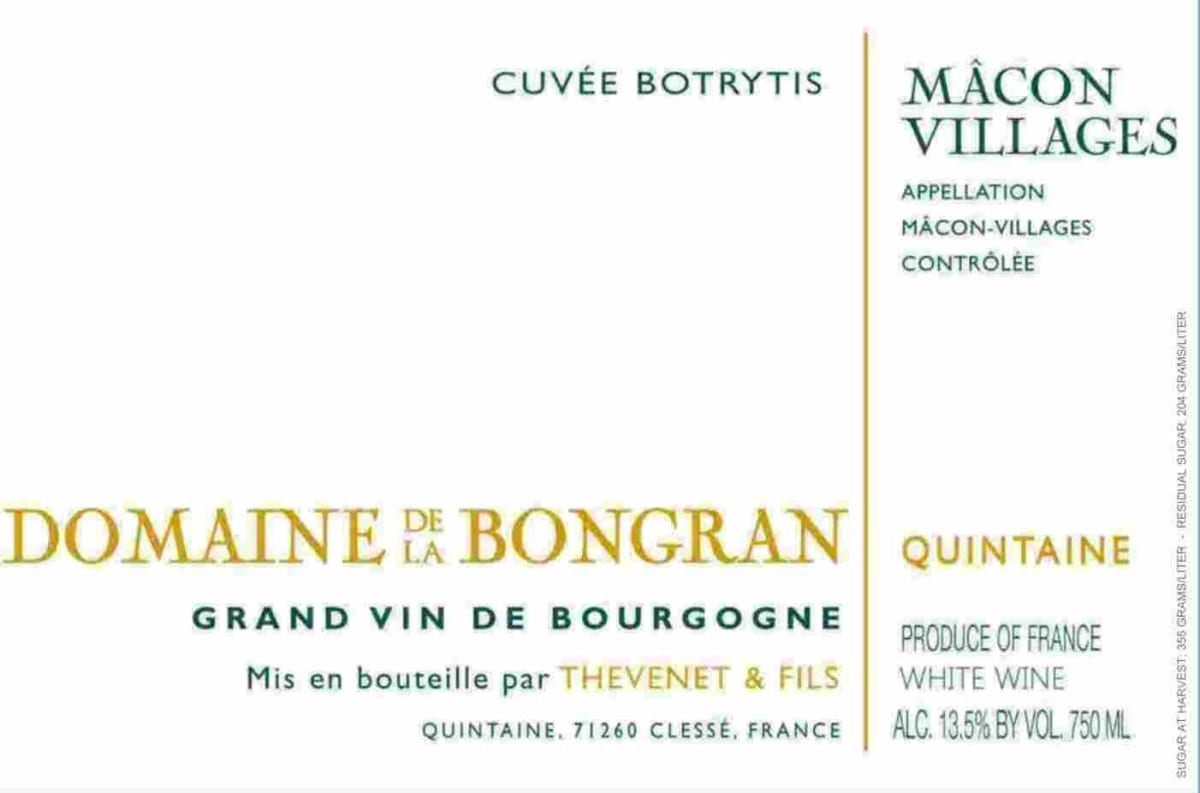Mâcon-Villages Cuvée Botrytis 2006 375ml 2006 Domaine de la Bongran (Thevenet) Mâcon-Villages Cuvée