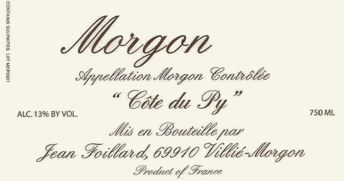 Domaine Jean Foillard Morgon Cote du Py 2010 Front Label