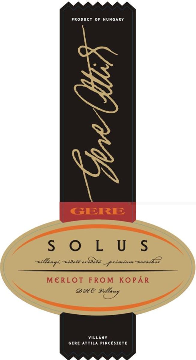 Gere Pinceszet Solus Merlot 2008 Front Label