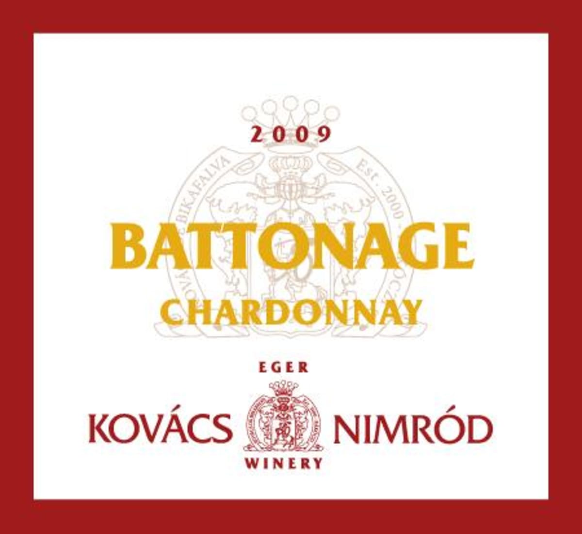Kovacs Nimrod Battonage Monopole Chardonnay 2009 Front Label