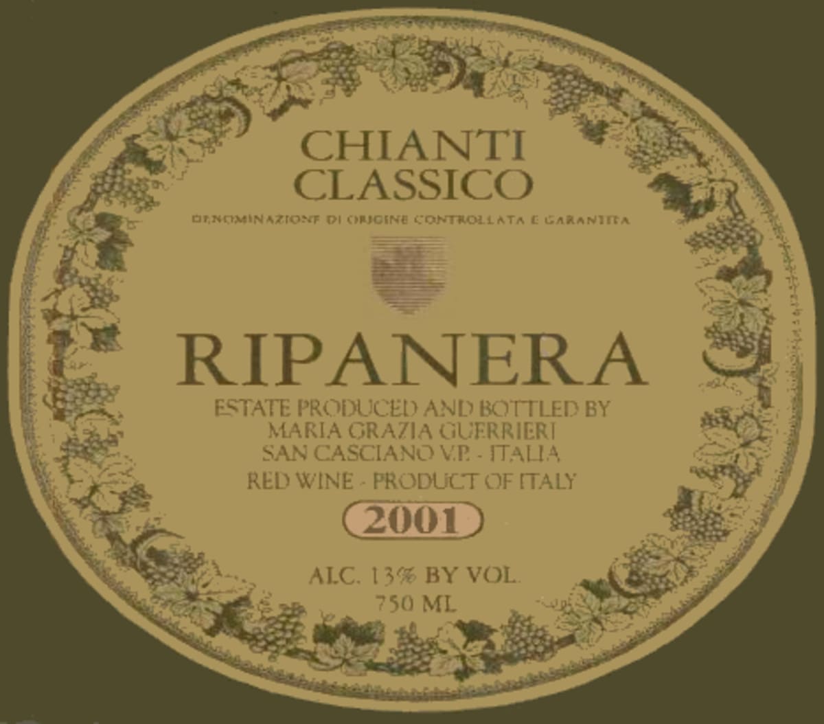 Ripanera Chianti Classico 2001 Front Label