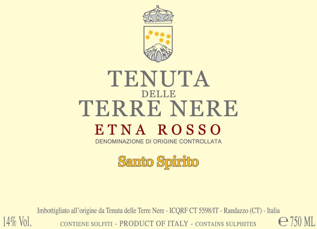 Tenuta delle Terre Nere Etna Rosso Santo Spirito 2012 Front Label