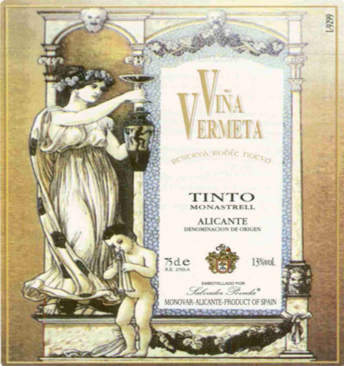 Salvador Poveda Vina Vermeta Reserva 2000 Front Label