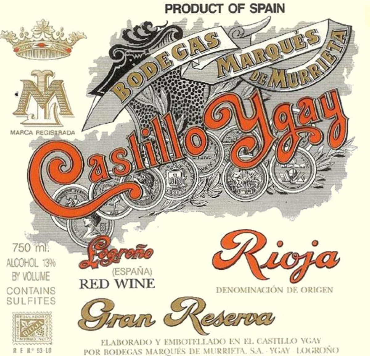 Marques de Murrieta Castillo Ygay Gran Reserva Especial Tinto 1970 Front Label