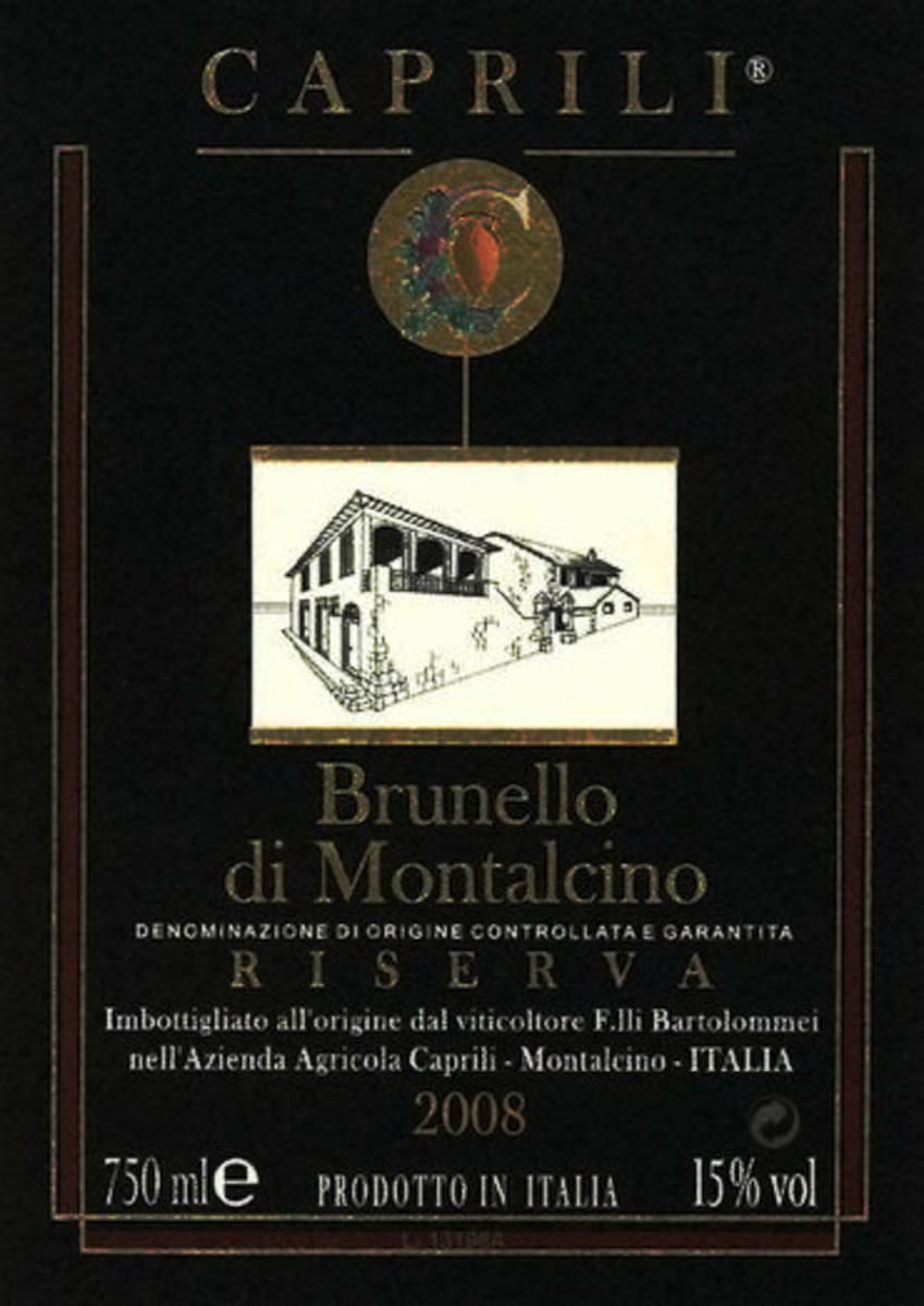Caprili Brunello di Montalcino Riserva 2008 Front Label
