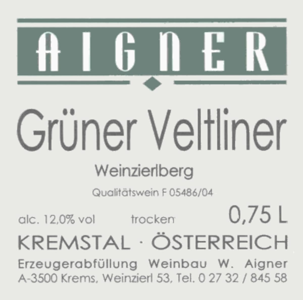 Weingut Aigner Kremser Weinzierlberg Gruner Veltliner 2010 Front Label