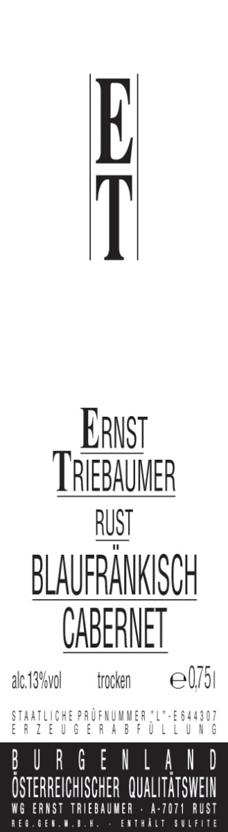 Ernst Triebaumer Blaufrankisch Cabernet Sauvignon 2009 Front Label