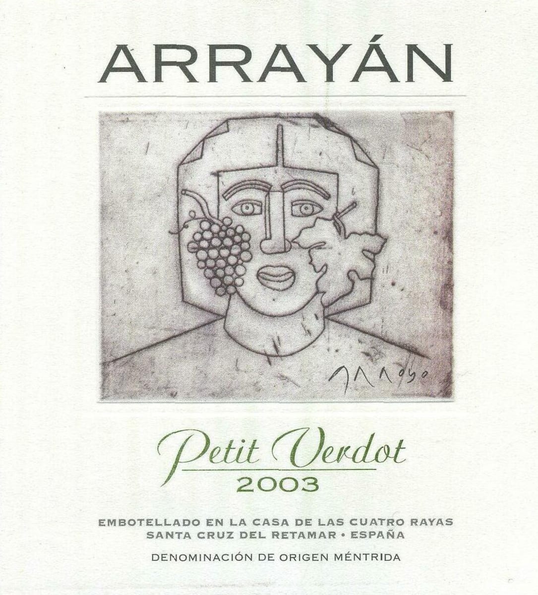 Arrayan Petit Verdot 2003 Front Label