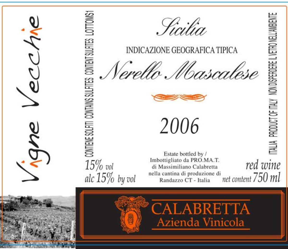 Calabretta Nerello Mascalese 2006 Front Label