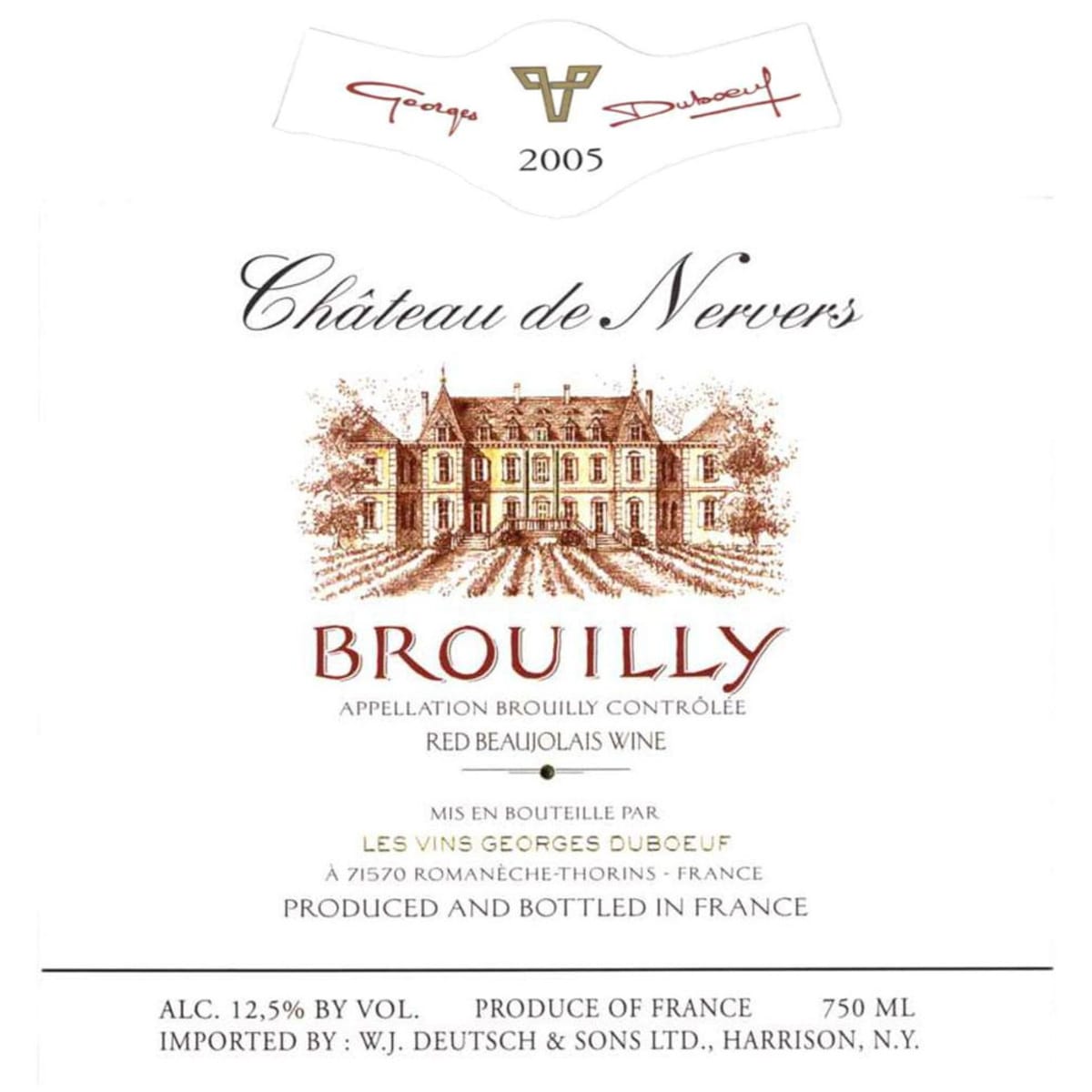 Duboeuf Brouilly Chateau de Nervers 2005 Front Label