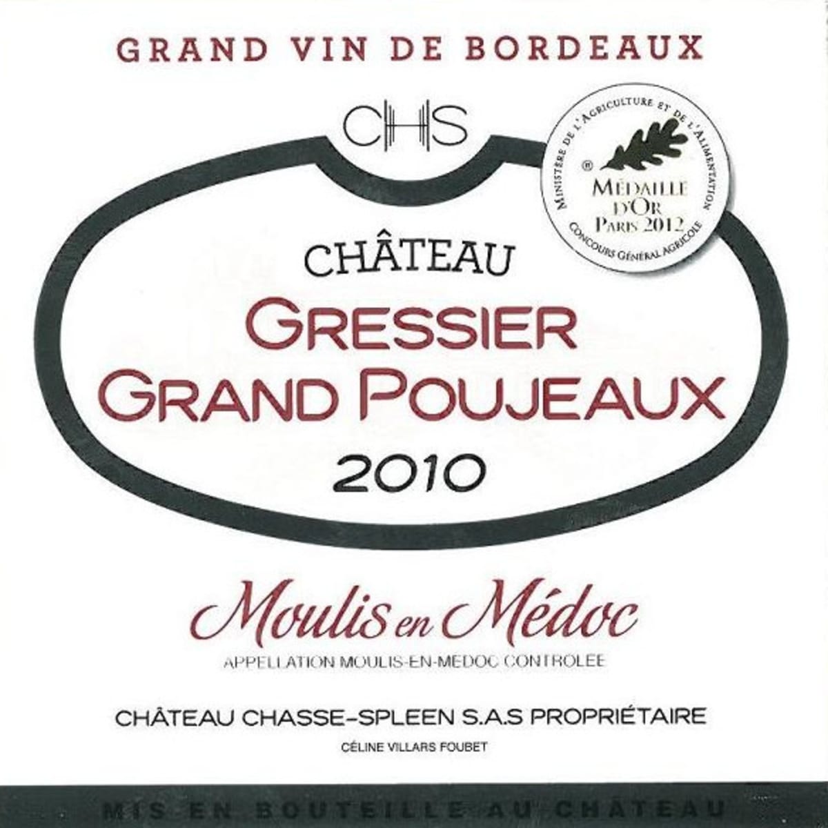 期間限定お買い得商品 |  通販 Spleen Chasse Chateau Gressier Wine.com | 2010 Poujeaux Grand ワイン