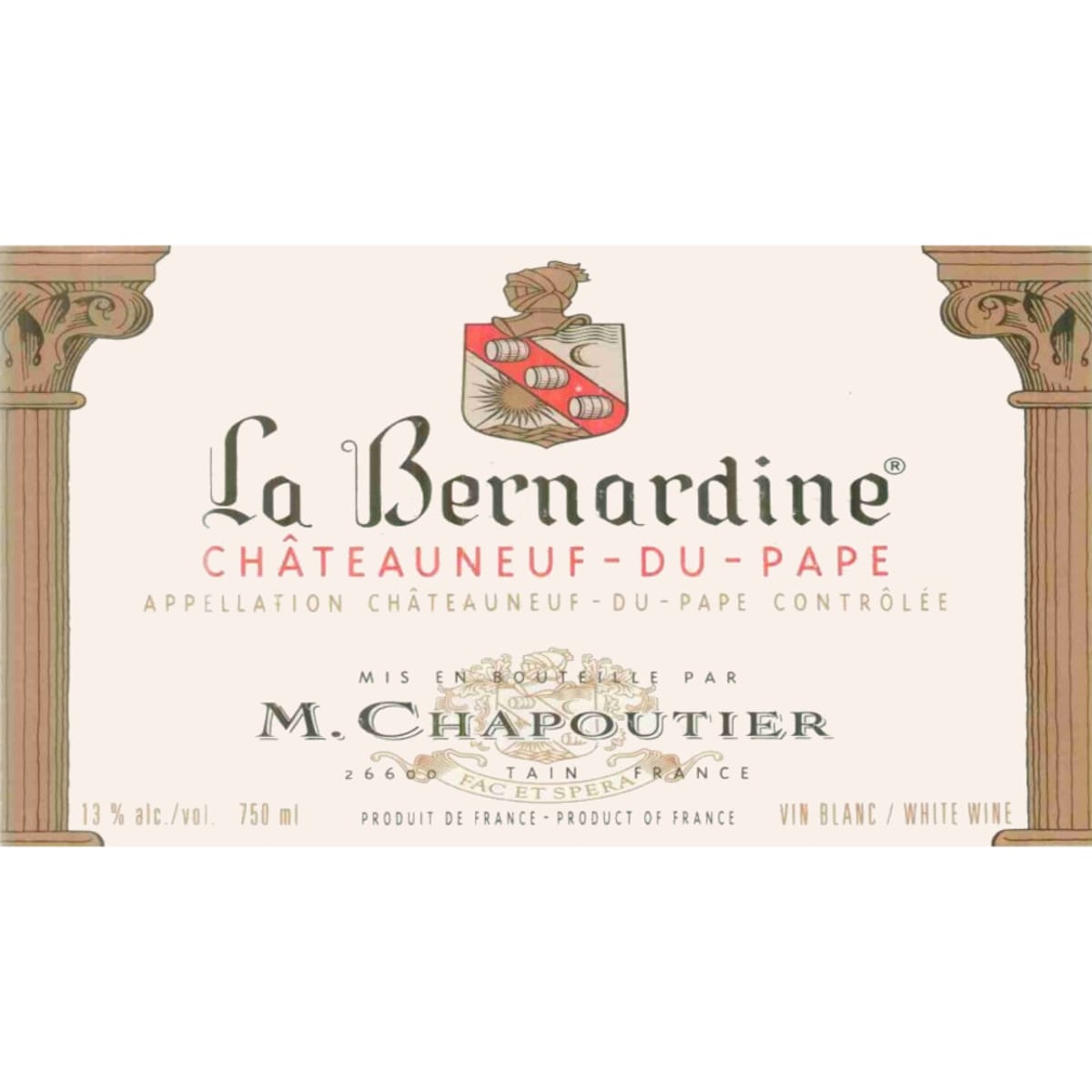 Maison Chapoutier Chateauneuf-du-Pape La Bernardine Blanc 2005 Front Label