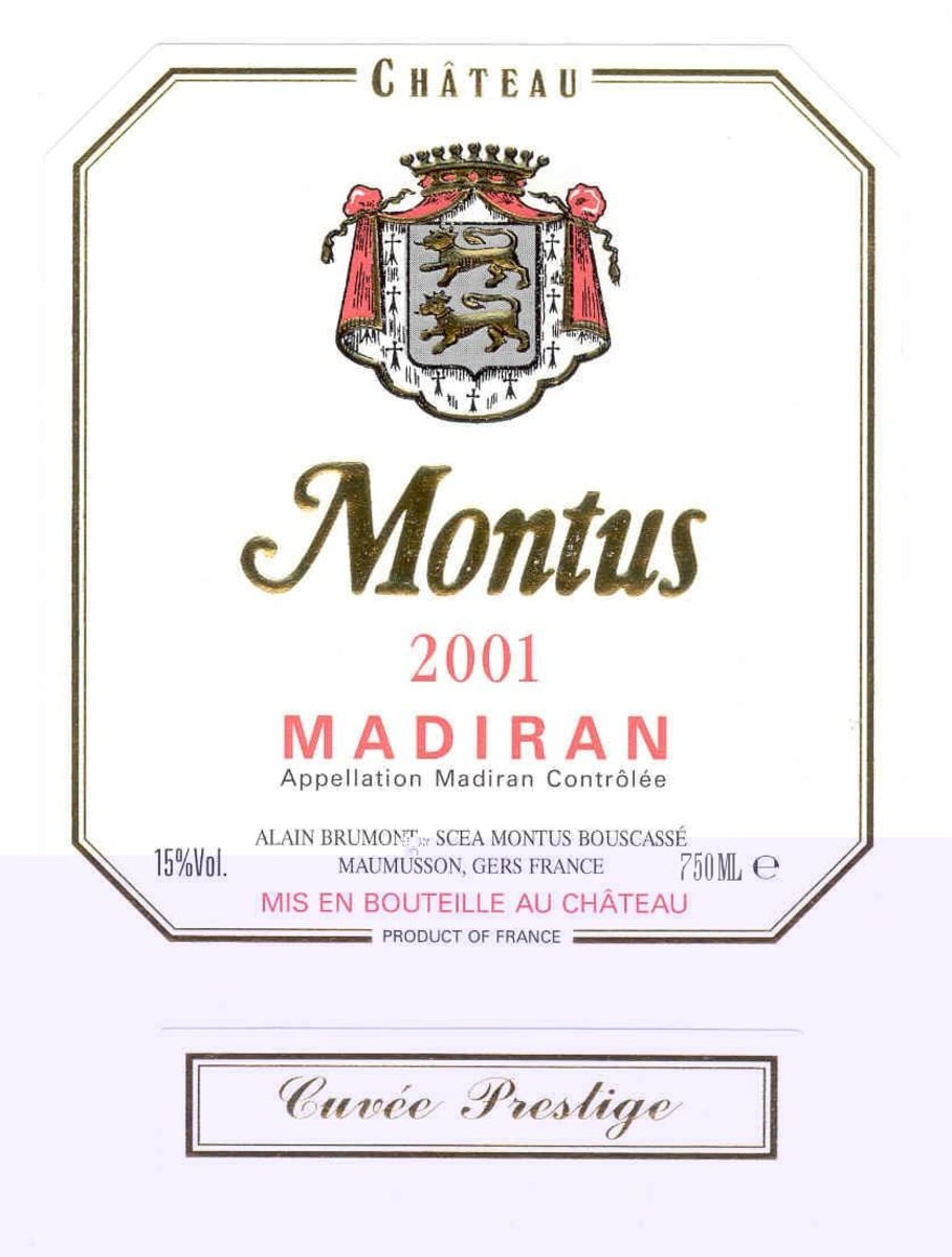 Chateau Montus Cuvee Prestige 2001 Front Label
