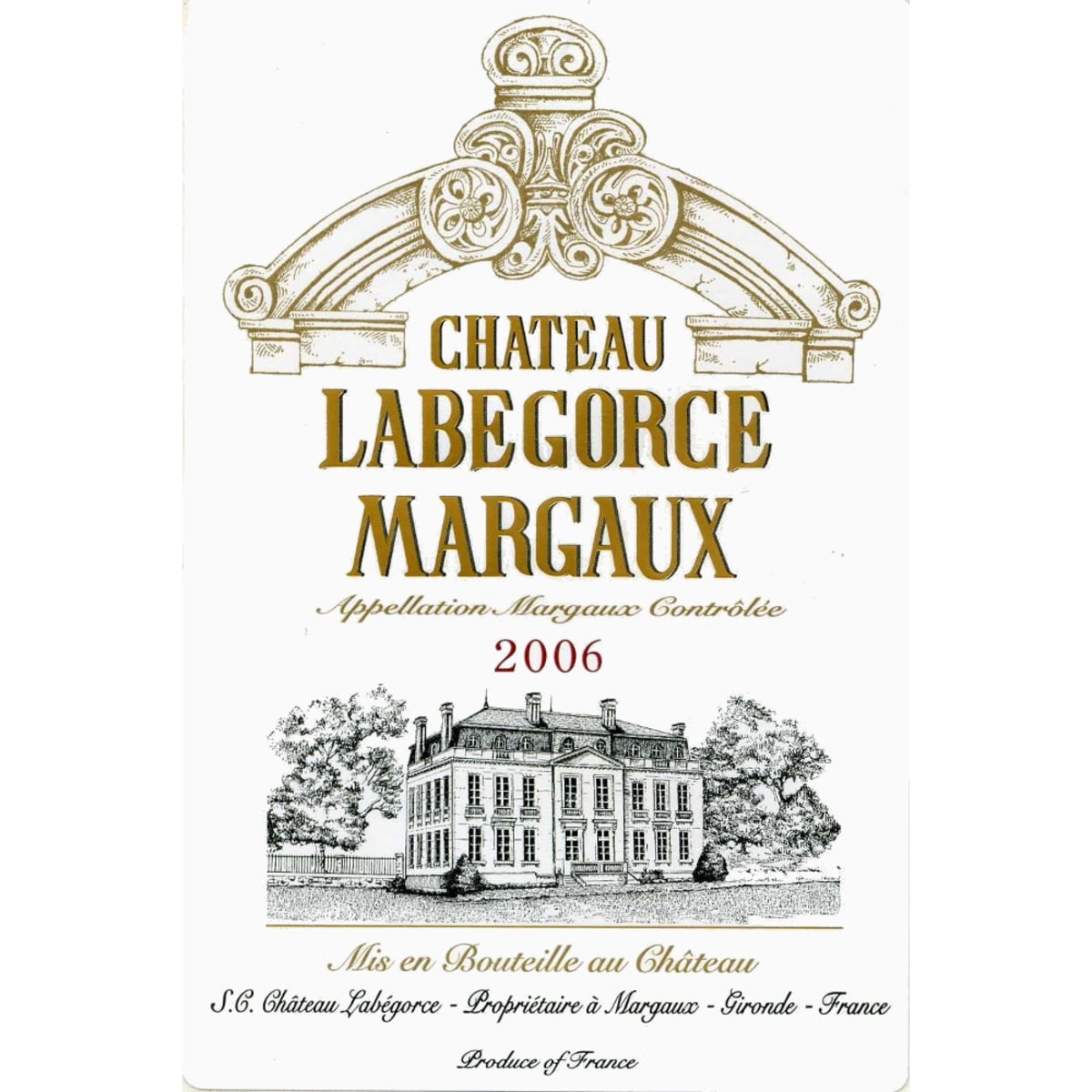 Chateau Labegorce 2006 Front Label