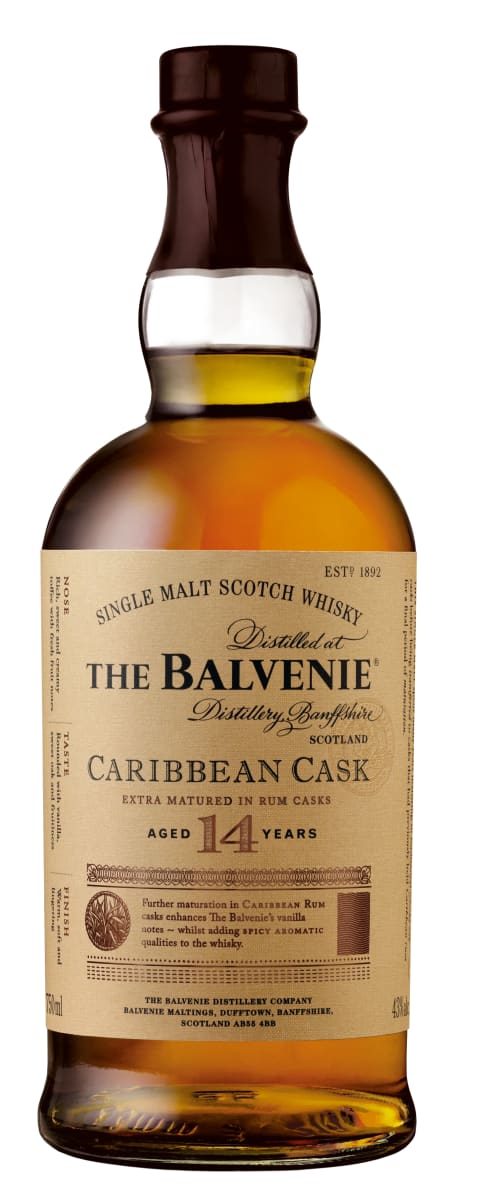 The Balvenie 14 Year Caribbean Cask Single Malt Scotch Whisky Front Bottle Shot