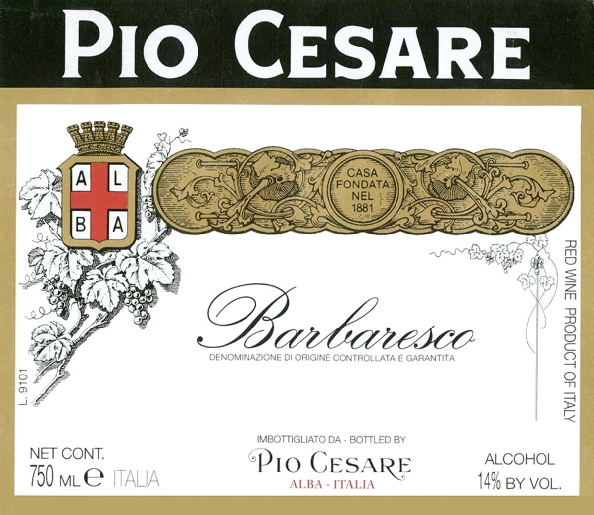 Pio Cesare Barbaresco 2001 Front Label