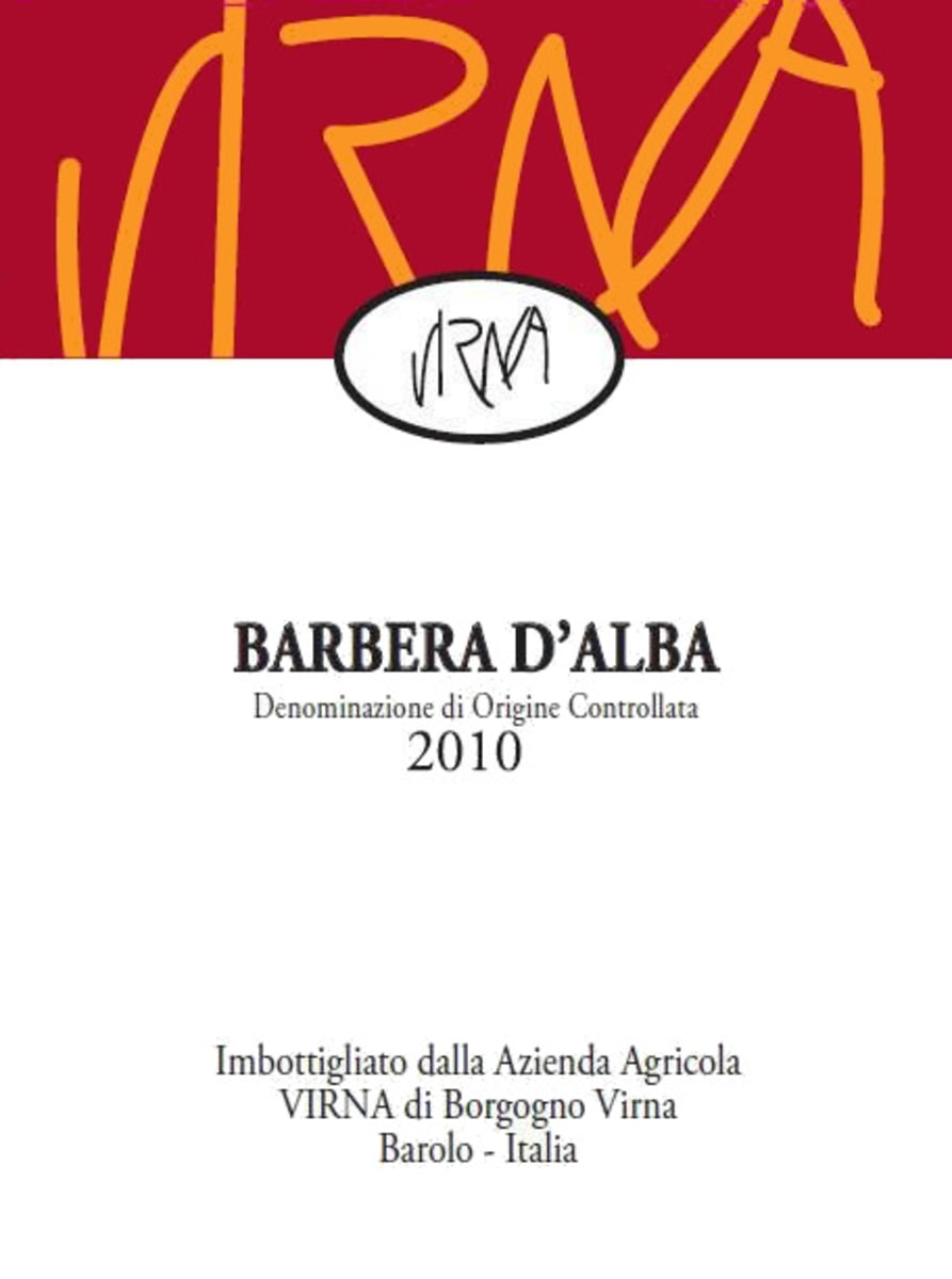 Virna Borgogno Barbera d'Alba 2010 Front Label