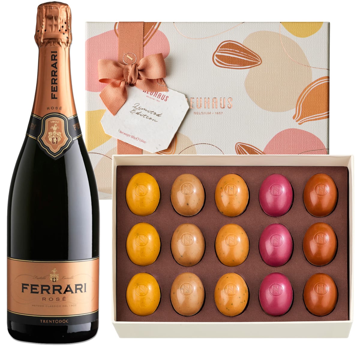 wine.com 93 Point Ferrari Brut Rose & Neuhaus Belgian Chocolates Gift Product Image
