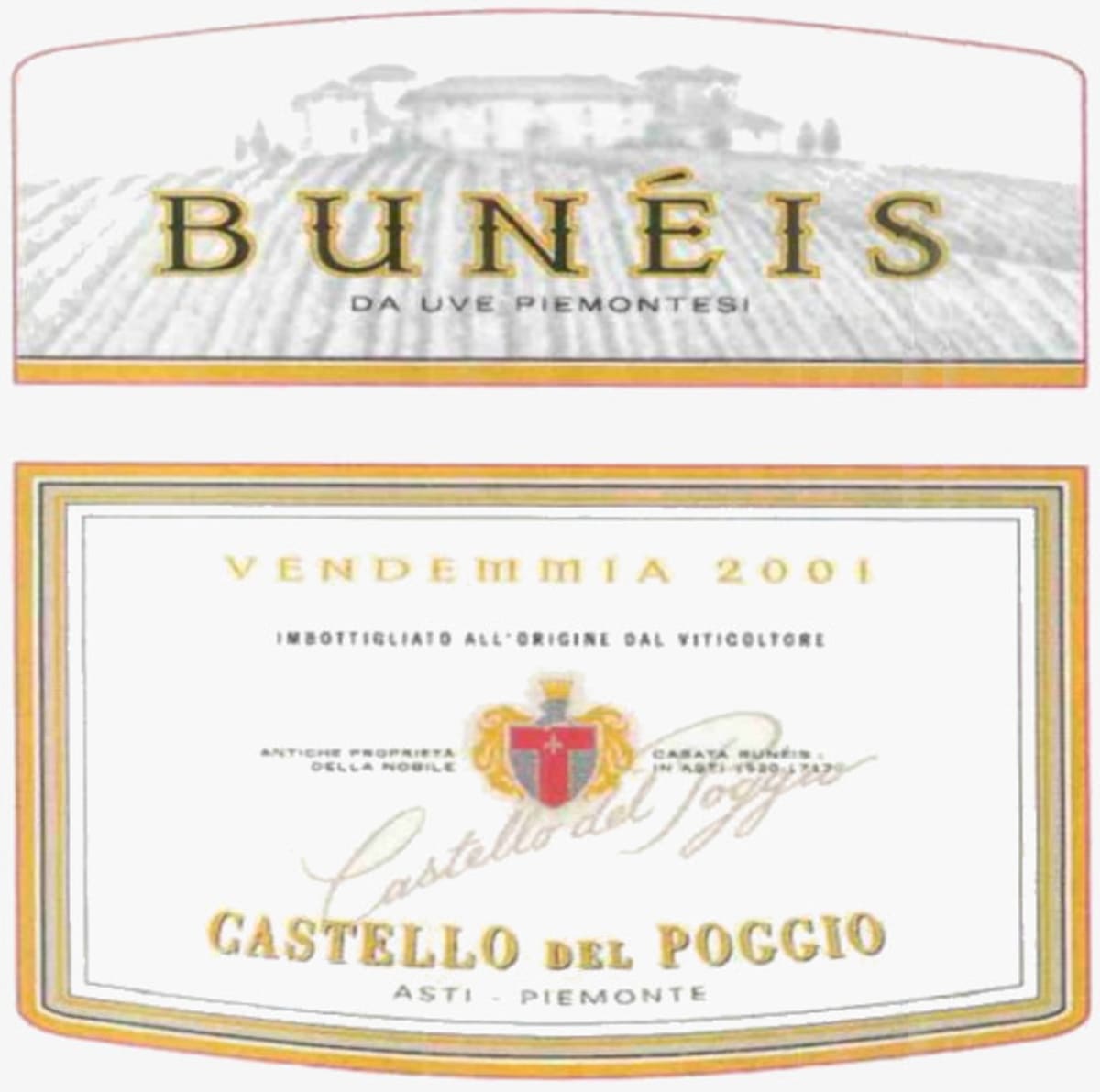 Castello del Poggio Barbera d'Asti Buneis 2001 Front Label