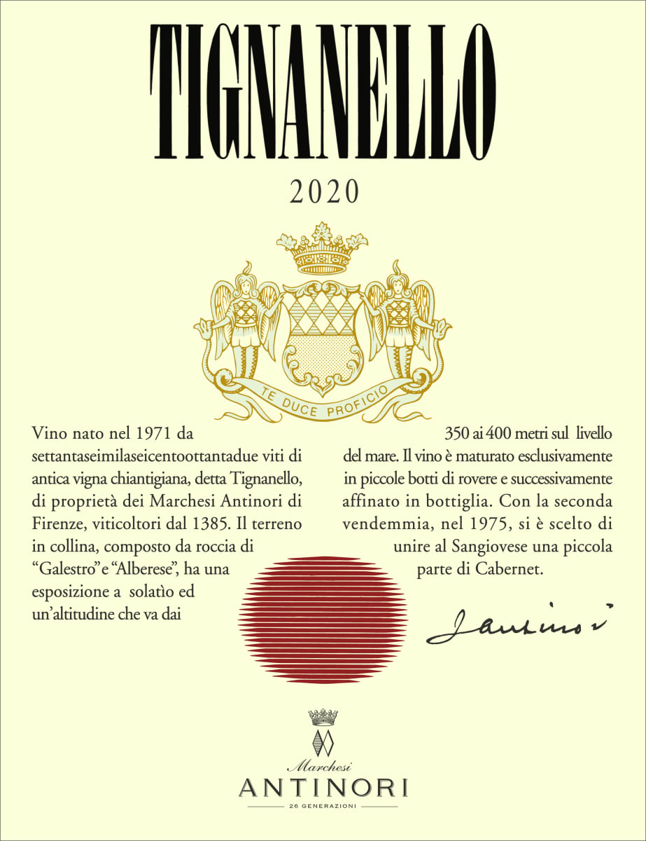 Marchesi Antinori Tignanello (1.5 Liter Magnum) 2020 Front Label