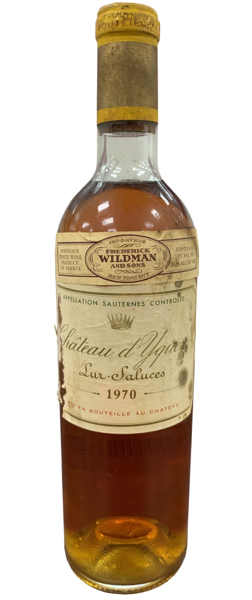 Chateau d'Yquem Sauternes (torn label) 1970 Front Bottle Shot