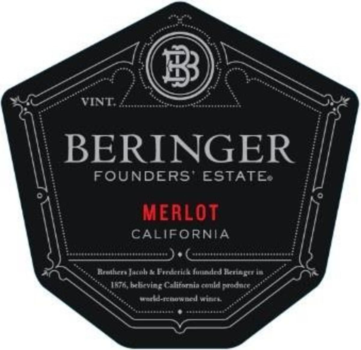 Beringer Founders' Estate Merlot 2017 Front Label
