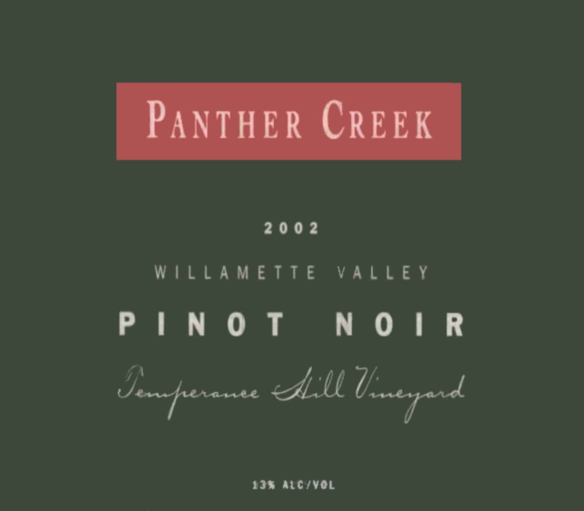 Panther Creek Temperance Hill Vineyard Pinot Noir 2002 Front Label