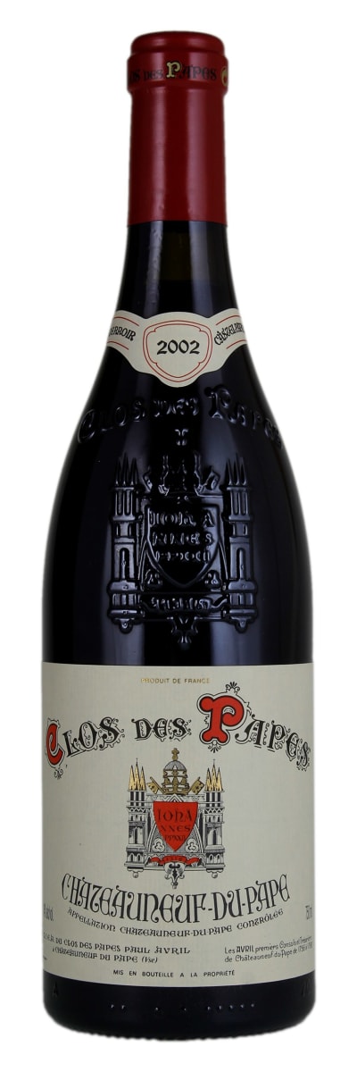 Clos des Papes Chateauneuf-du-Pape (stained label) 2002 Front Bottle Shot
