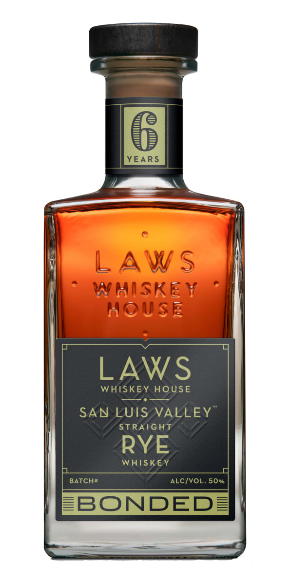 Laws Whiskey House Bonded San Luis Valley Rye Whiskey Front Bottle Shot