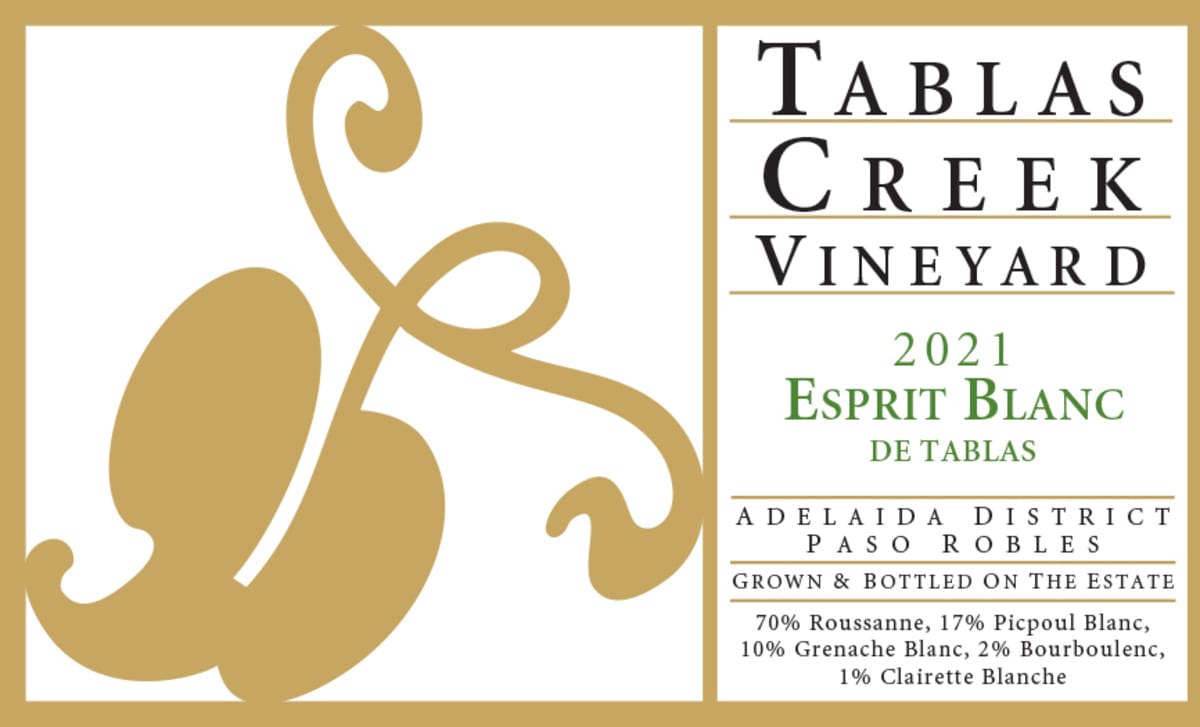 Tablas Creek Esprit de Tablas Blanc (375ML half-bottle) 2021 Front Label