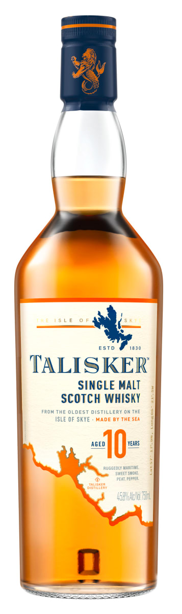 Talisker 10 Year Single Malt Scotch Whisky Front Bottle Shot