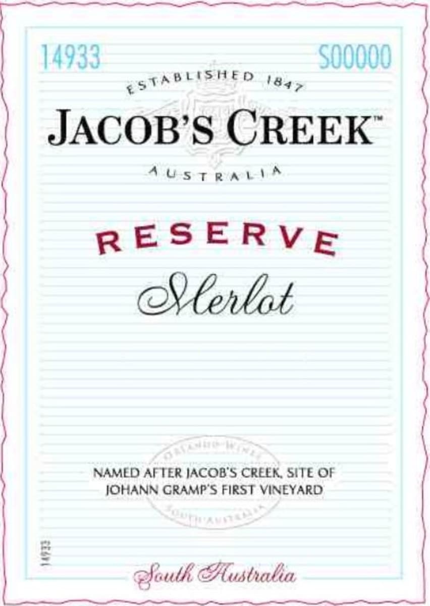 Jacob's Creek Reserve Merlot 2010 Front Label
