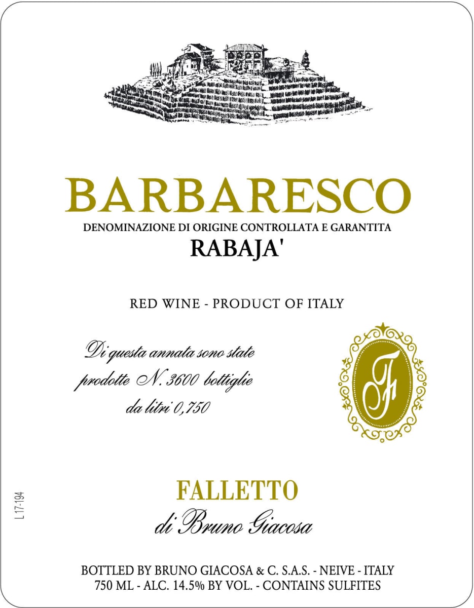 Bruno Giacosa Barbaresco Rabaja 1998 Front Label