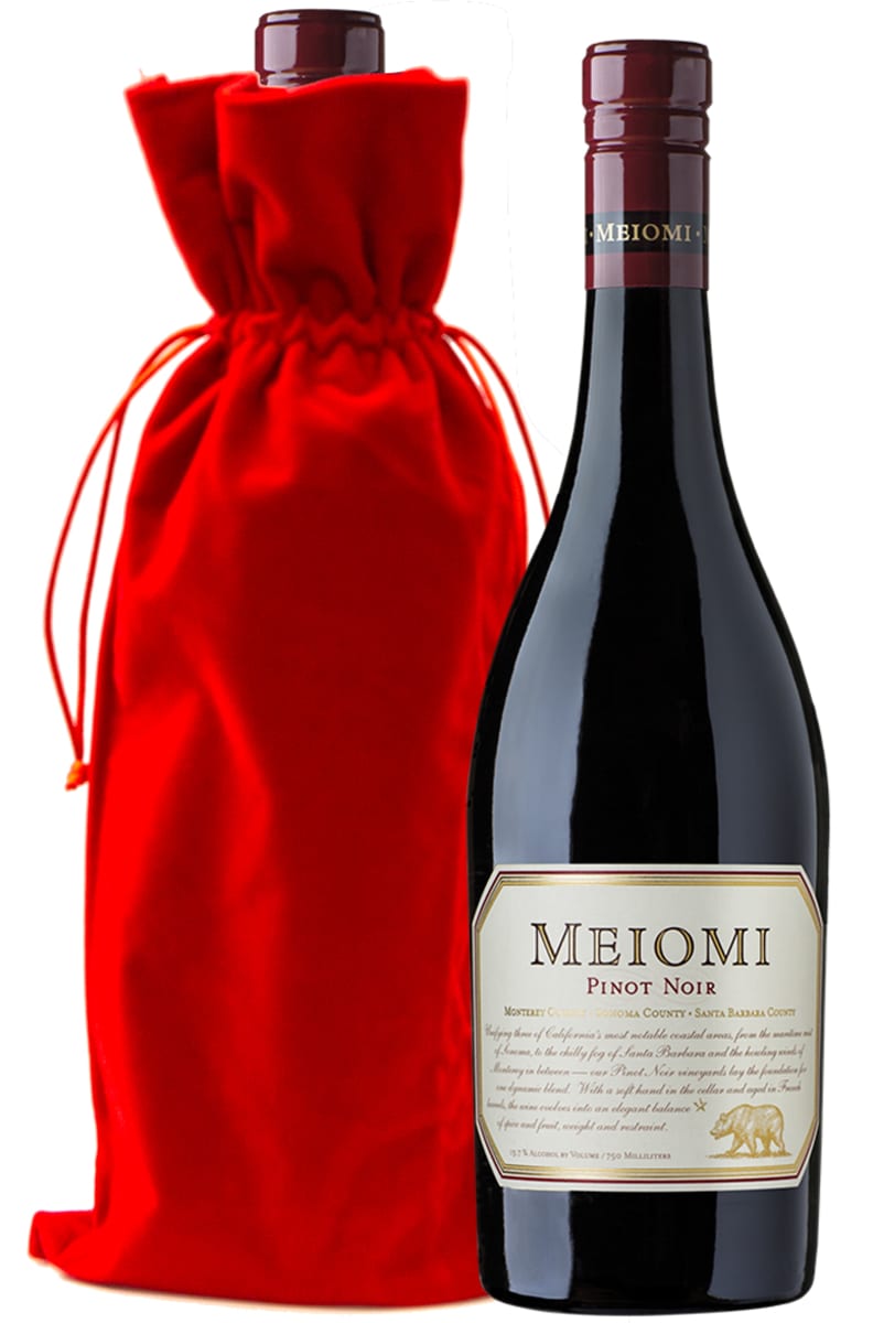 Meiomi Pinot Noir with Red Velvet Gift Bag Wine