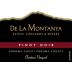 De La Montanya Winery Christines Vineyard Pinot Noir 2015 Front Label