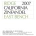 Ridge East Bench Zinfandel 2007 Front Label