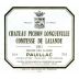 Chateau Pichon Longueville Comtesse de Lalande (bin soiled label, top shoulder fill) 1982 Front Label