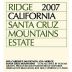 Ridge Santa Cruz Mountains 2007 Front Label