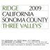 Ridge Three Valleys Red 2009 Front Label