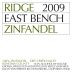 Ridge East Bench Zinfandel 2009 Front Label