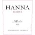 Hanna Reserve Merlot 2012 Front Label