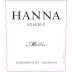 Hanna Reserve Malbec 2014 Front Label